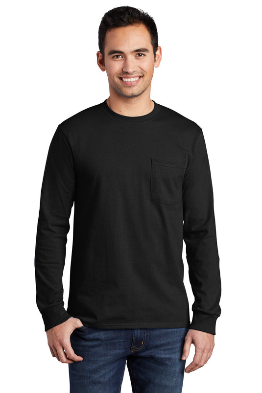 Port & Co Tall Long Sleeve Essential Pocket Tee. PC61LSPT