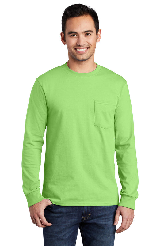 Port & Co Tall Long Sleeve Essential Pocket Tee. PC61LSPT