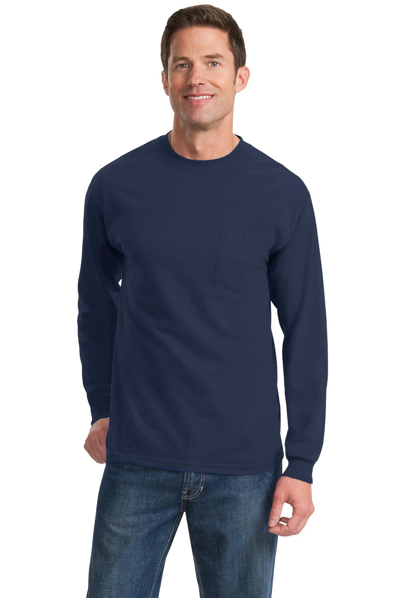 Load image into Gallery viewer, Port &amp; Co Tall Long Sleeve Essential Pocket Tee. PC61LSPT
