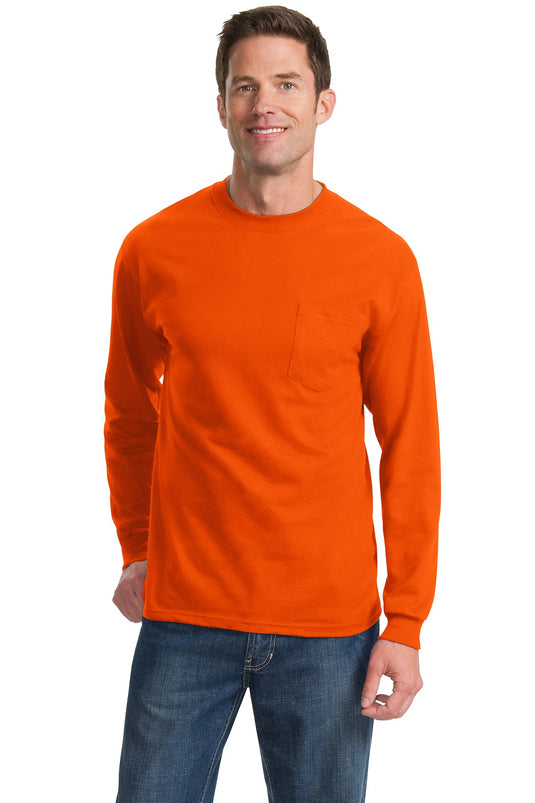 Port & Co Tall Long Sleeve Essential Pocket Tee. PC61LSPT