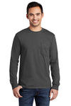 Port & Co Long Sleeve Essential Pocket Tee.  PC61LSP
