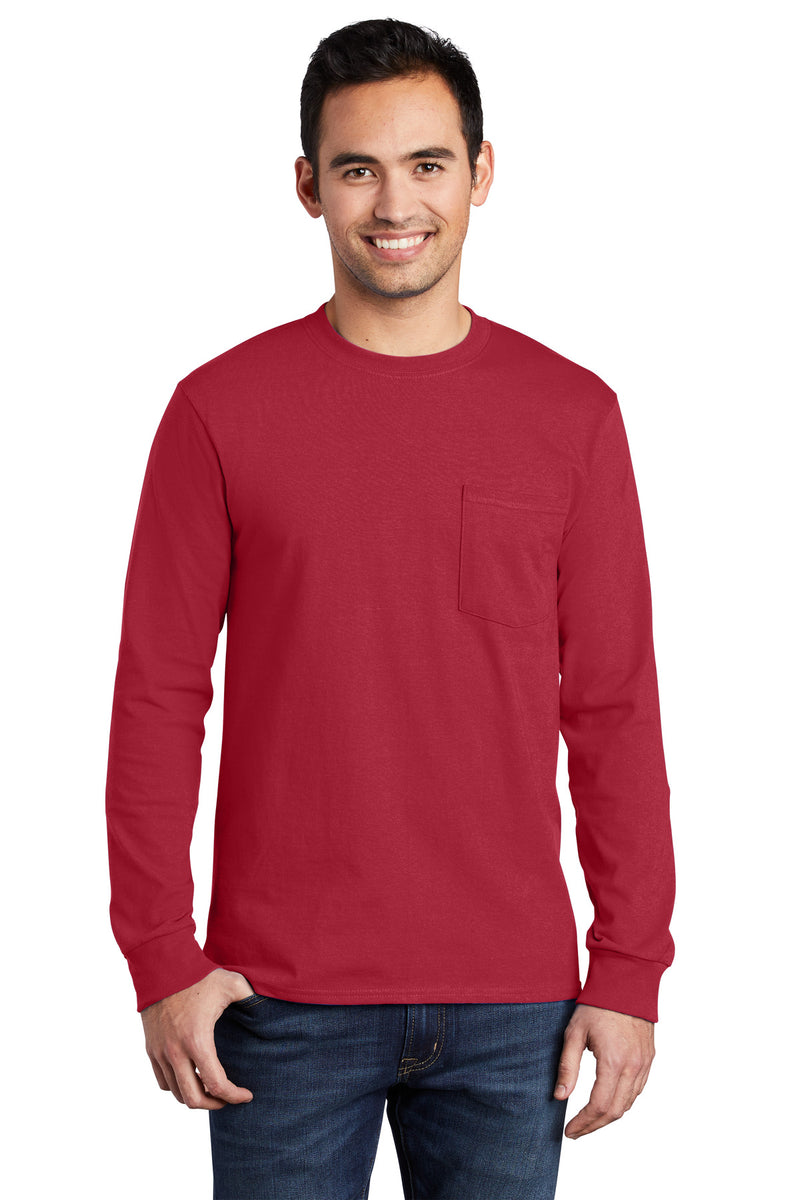 Load image into Gallery viewer, Port &amp; Co Tall Long Sleeve Essential Pocket Tee. PC61LSPT
