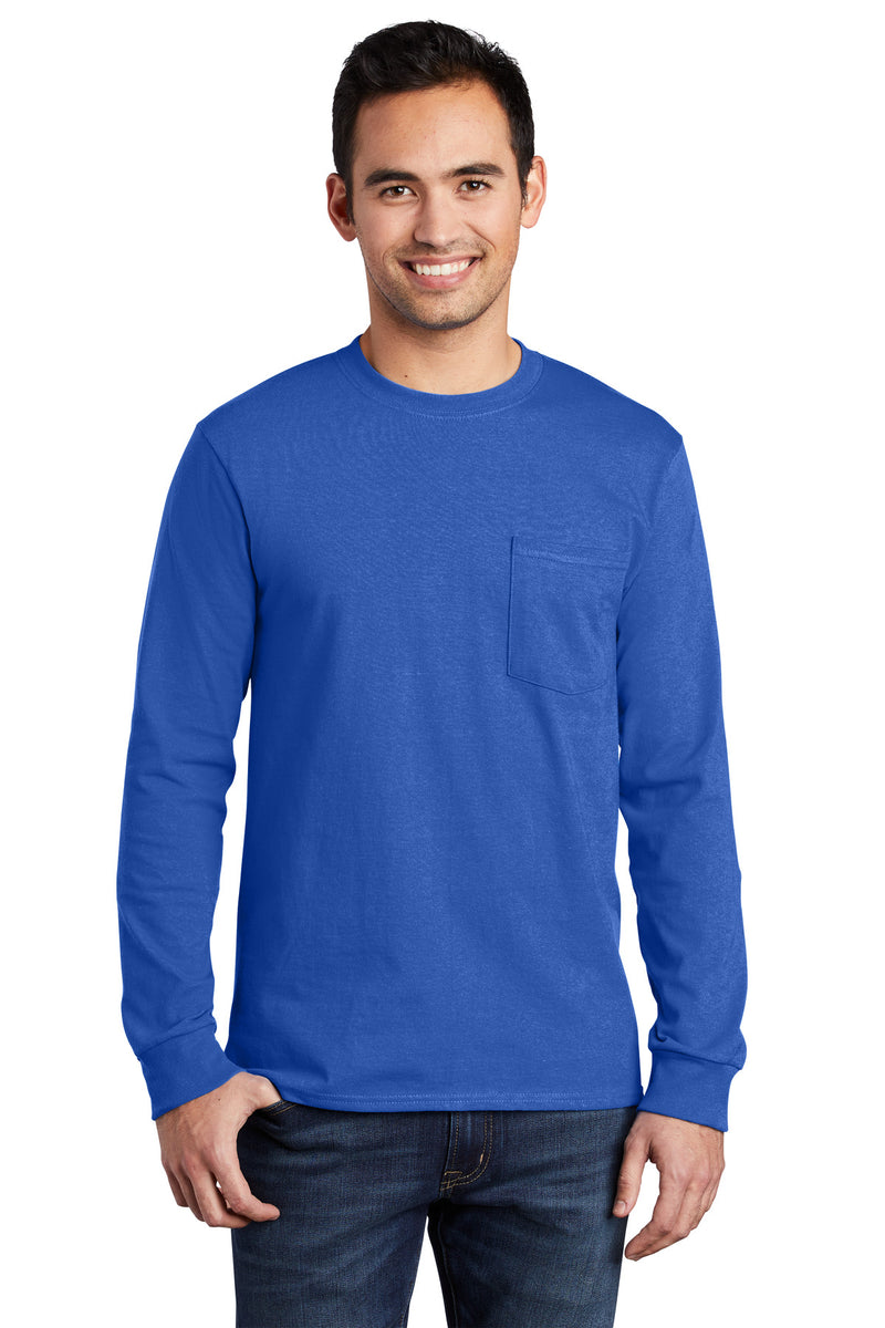 Load image into Gallery viewer, Port &amp; Co Tall Long Sleeve Essential Pocket Tee. PC61LSPT
