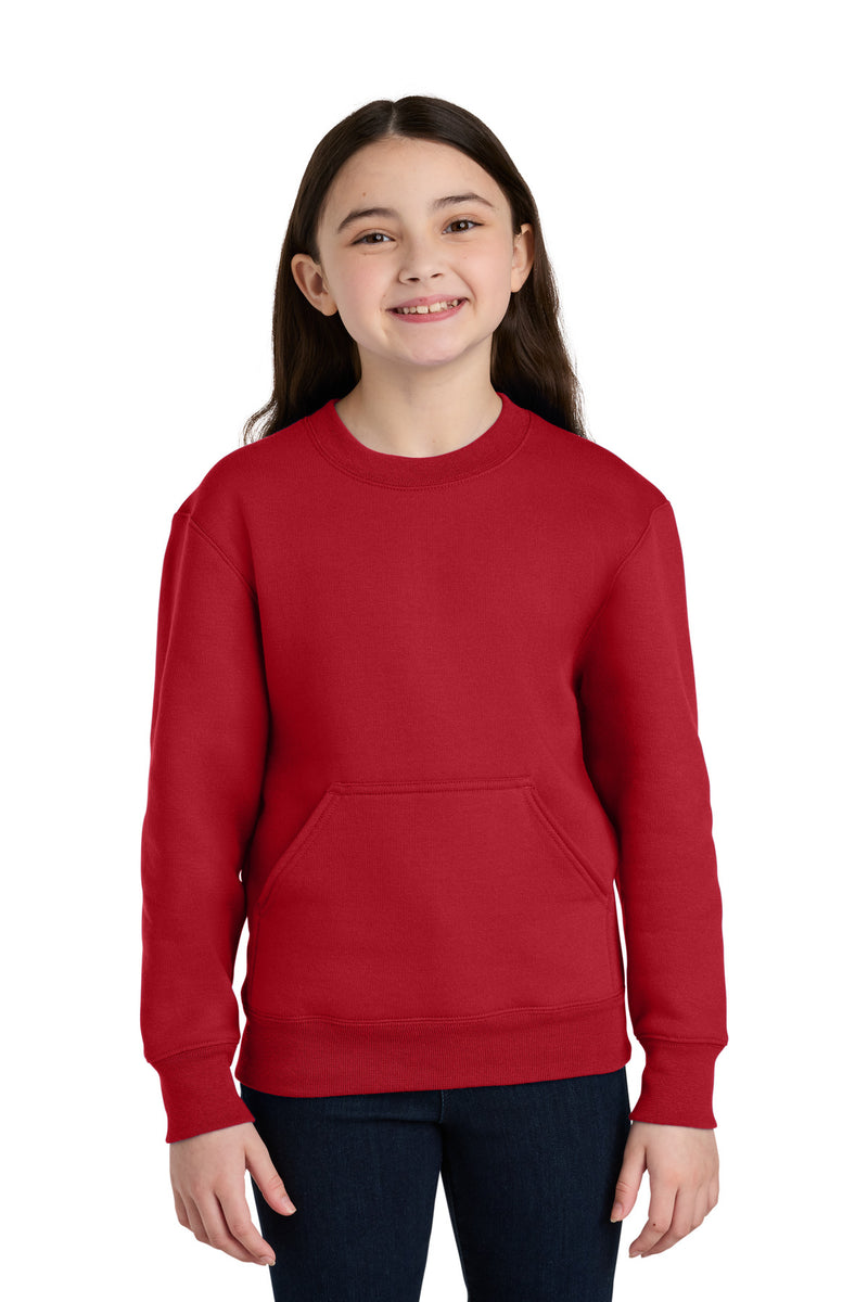 Load image into Gallery viewer, Port &amp; Co Youth Core Fleece Crewneck Pocket Sweatshirt PC78YPKT
