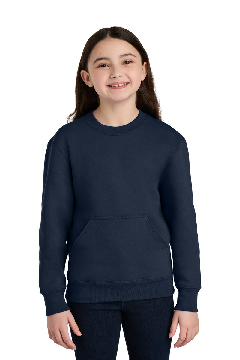Load image into Gallery viewer, Port &amp; Co Youth Core Fleece Crewneck Pocket Sweatshirt PC78YPKT
