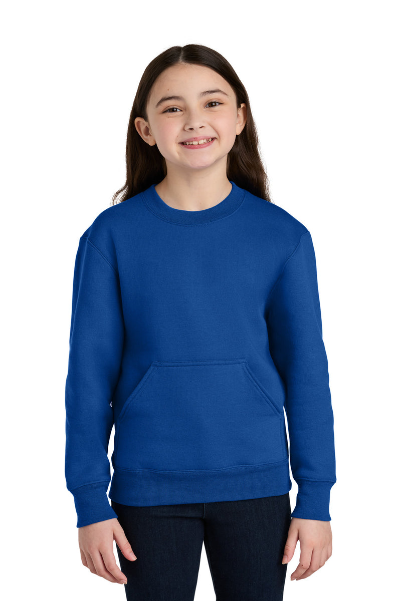 Load image into Gallery viewer, Port &amp; Co Youth Core Fleece Crewneck Pocket Sweatshirt PC78YPKT
