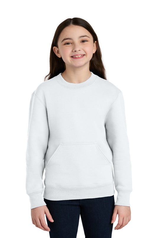 Port & Co Youth Core Fleece Crewneck Pocket Sweatshirt PC78YPKT