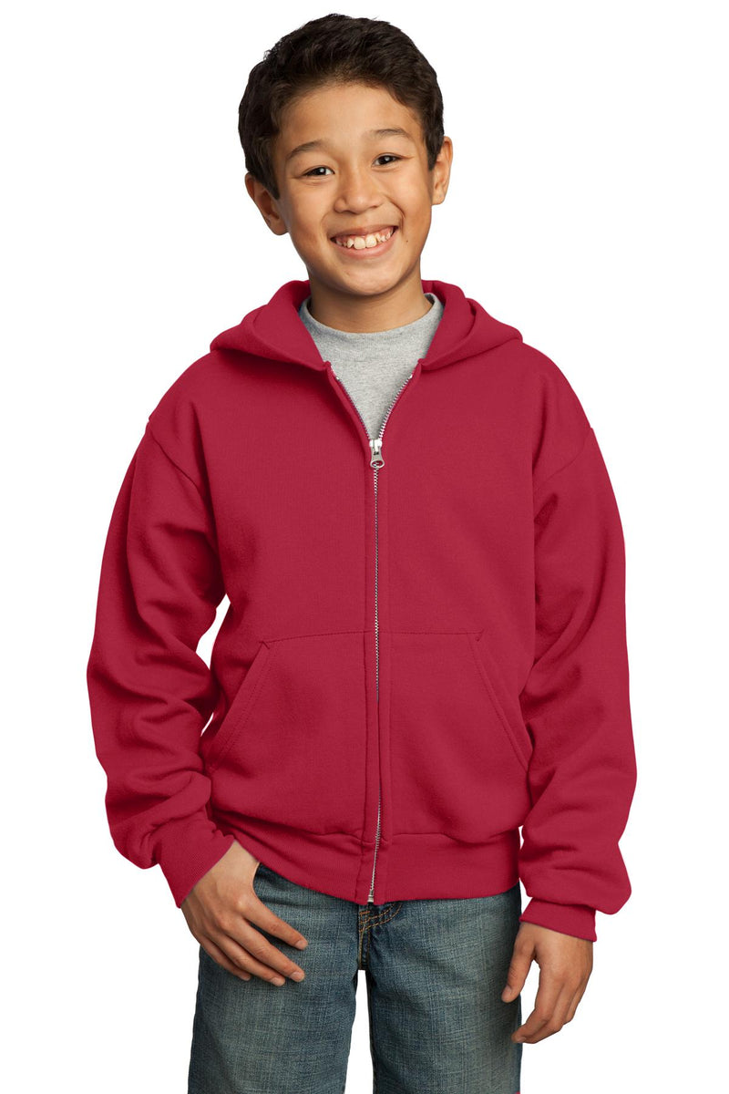 Load image into Gallery viewer, Port &amp; Co Youth Core Fleece Full-Zip Hooded Sweatshirt.  PC90YZH
