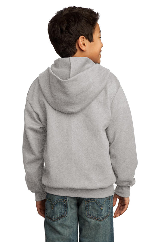 Port & Co Youth Core Fleece Full-Zip Hooded Sweatshirt.  PC90YZH