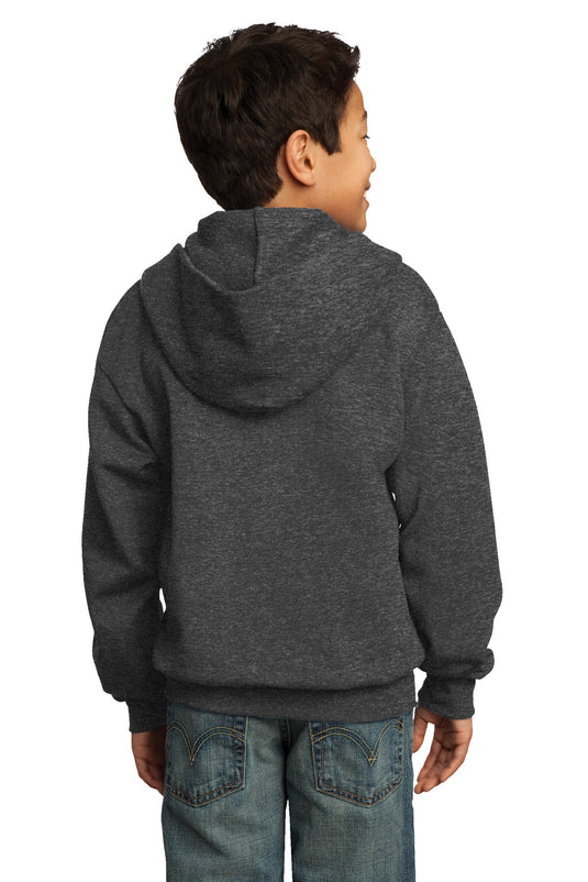 Port & Co Youth Core Fleece Full-Zip Hooded Sweatshirt.  PC90YZH