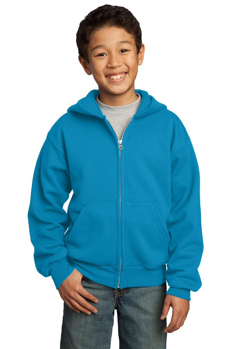 Load image into Gallery viewer, Port &amp; Co Youth Core Fleece Full-Zip Hooded Sweatshirt.  PC90YZH
