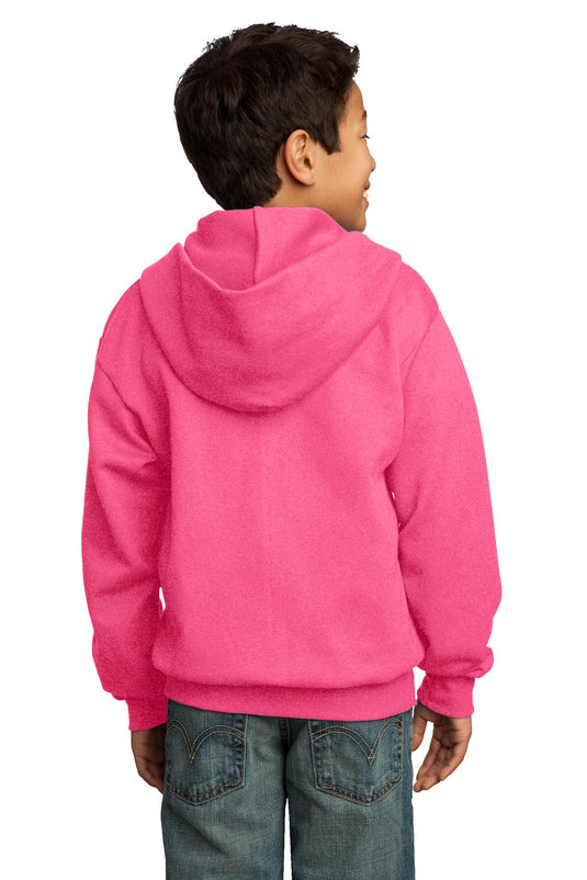 Port & Co Youth Core Fleece Full-Zip Hooded Sweatshirt.  PC90YZH