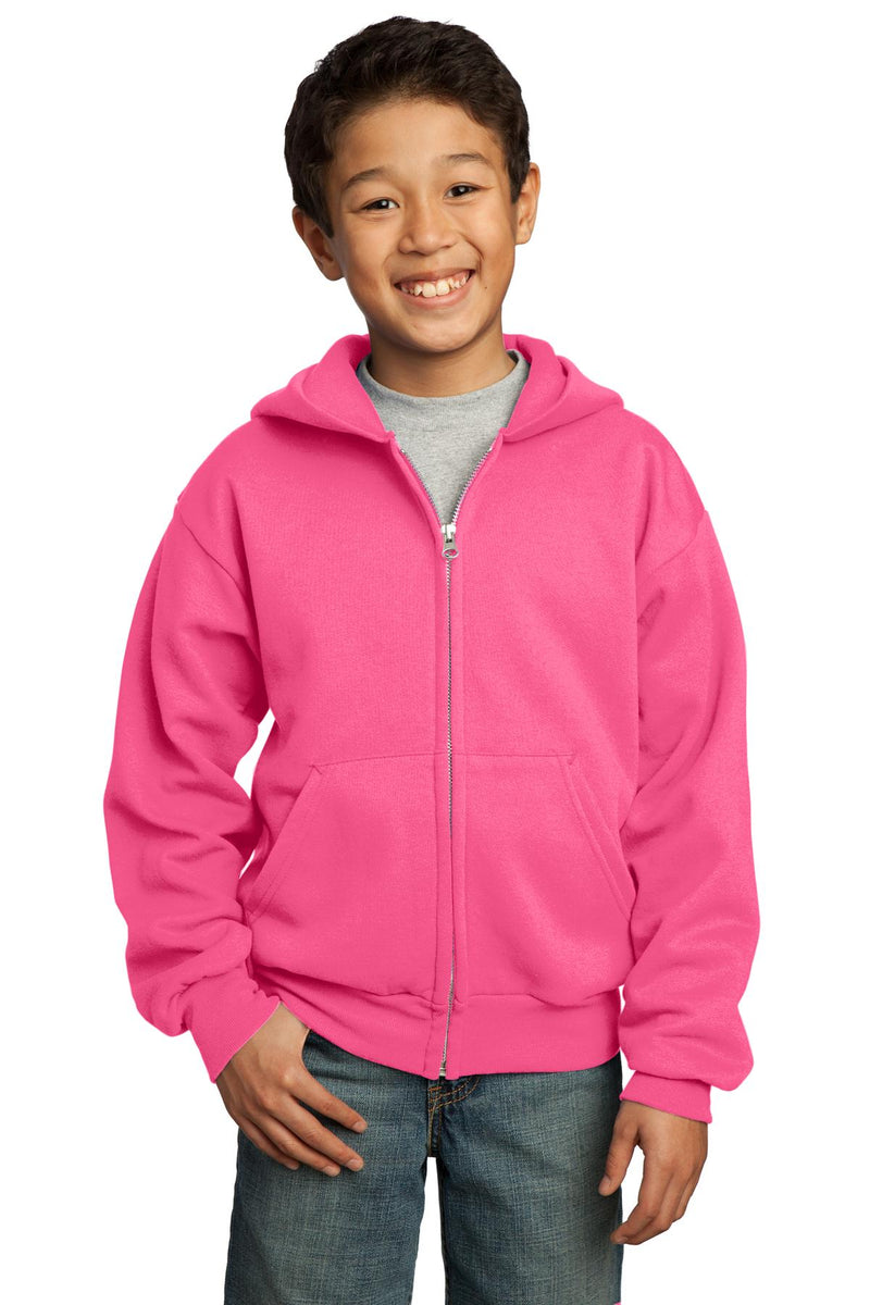 Load image into Gallery viewer, Port &amp; Co Youth Core Fleece Full-Zip Hooded Sweatshirt.  PC90YZH

