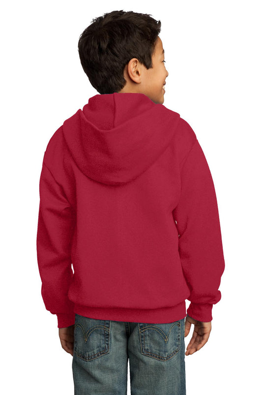 Port & Co Youth Core Fleece Full-Zip Hooded Sweatshirt.  PC90YZH
