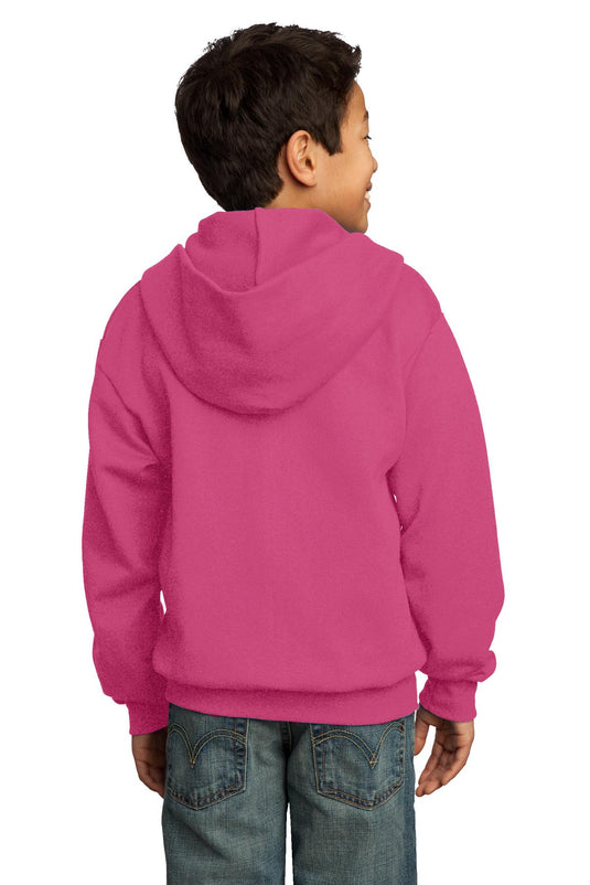 Port & Co Youth Core Fleece Full-Zip Hooded Sweatshirt.  PC90YZH