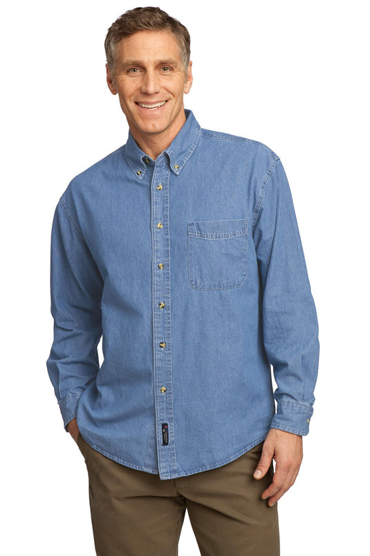 Port & Co Long Sleeve Value Denim Shirt. SP10