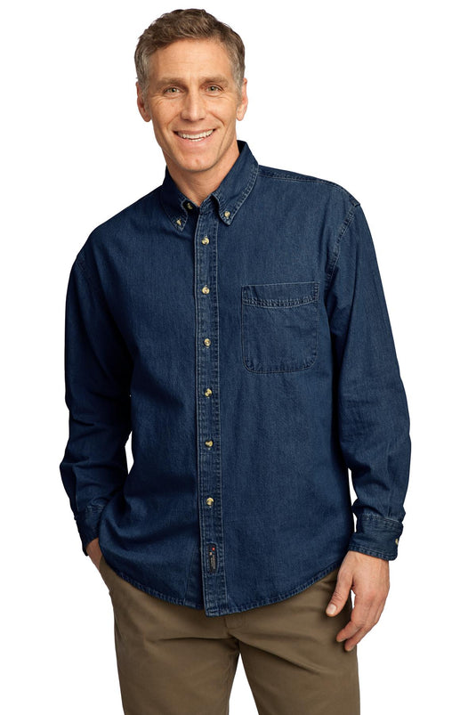 Port & Co Long Sleeve Value Denim Shirt. SP10