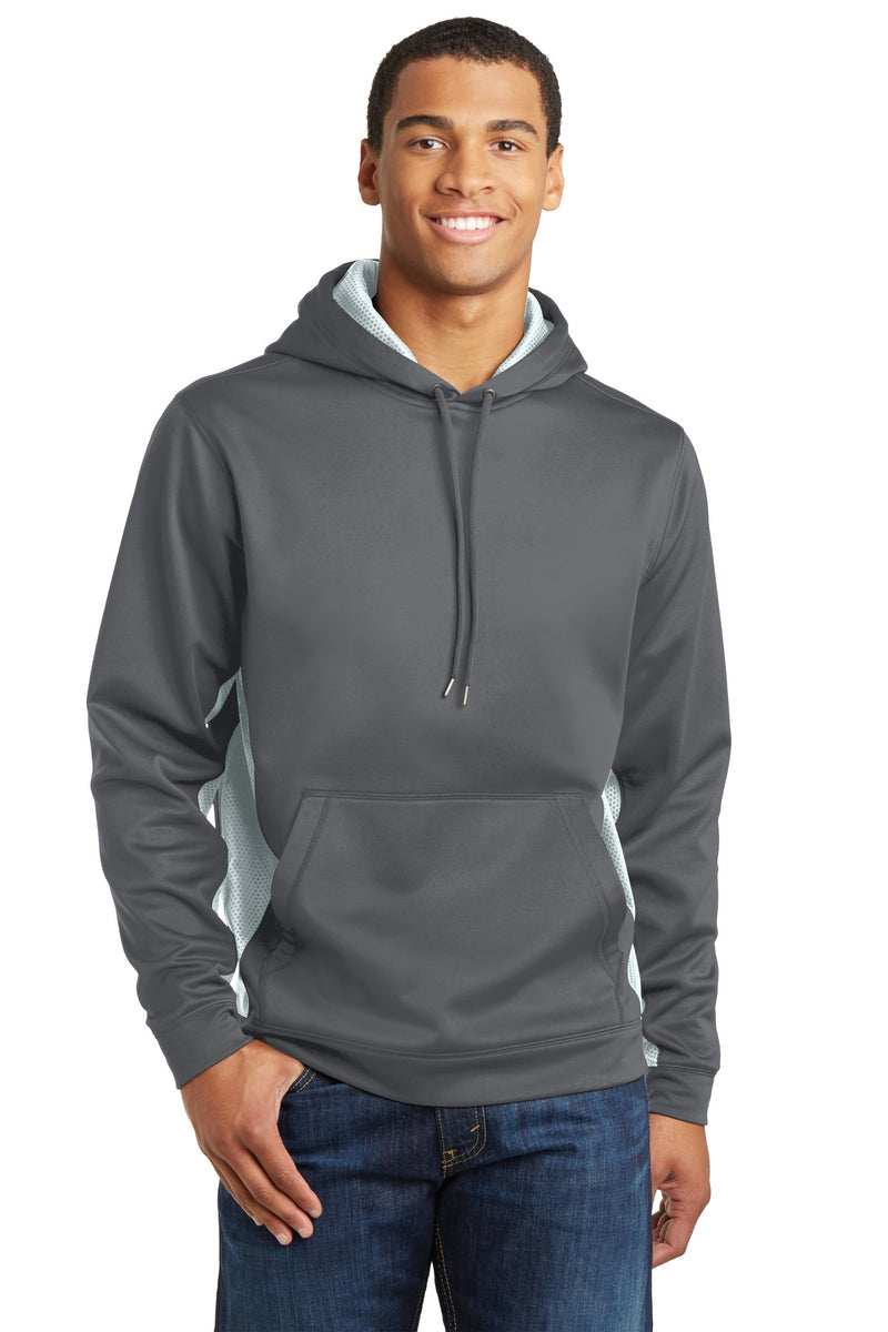 Load image into Gallery viewer, Sport-Tek Sport-Wick CamoHex Fleece Colorblock Hooded Pullover. ST239
