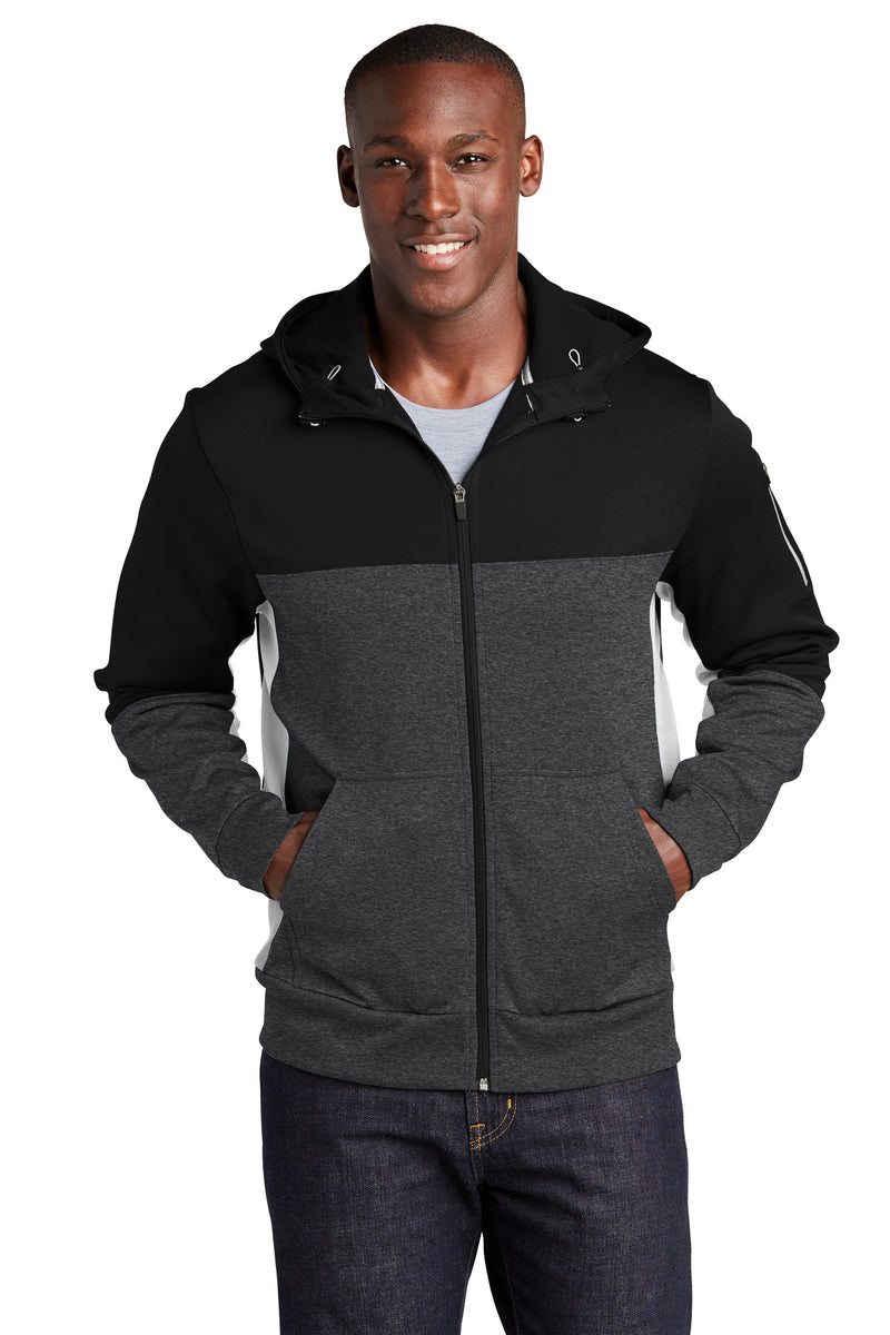 Load image into Gallery viewer, Sport-Tek Tech Fleece Colorblock Full-Zip Hooded Jacket. ST245
