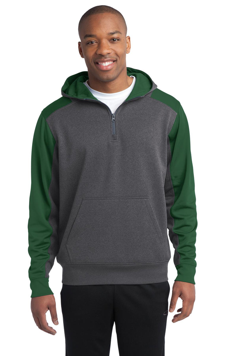 Load image into Gallery viewer, Sport-Tek  Tech Fleece Colorblock 1/4-Zip Hooded Sweatshirt. ST249
