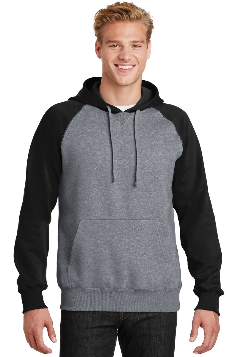 Load image into Gallery viewer, Sport-Tek Raglan Colorblock Pullover Hooded Sweatshirt. ST267
