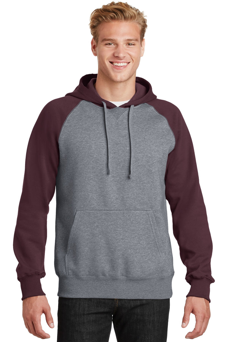 Load image into Gallery viewer, Sport-Tek Raglan Colorblock Pullover Hooded Sweatshirt. ST267
