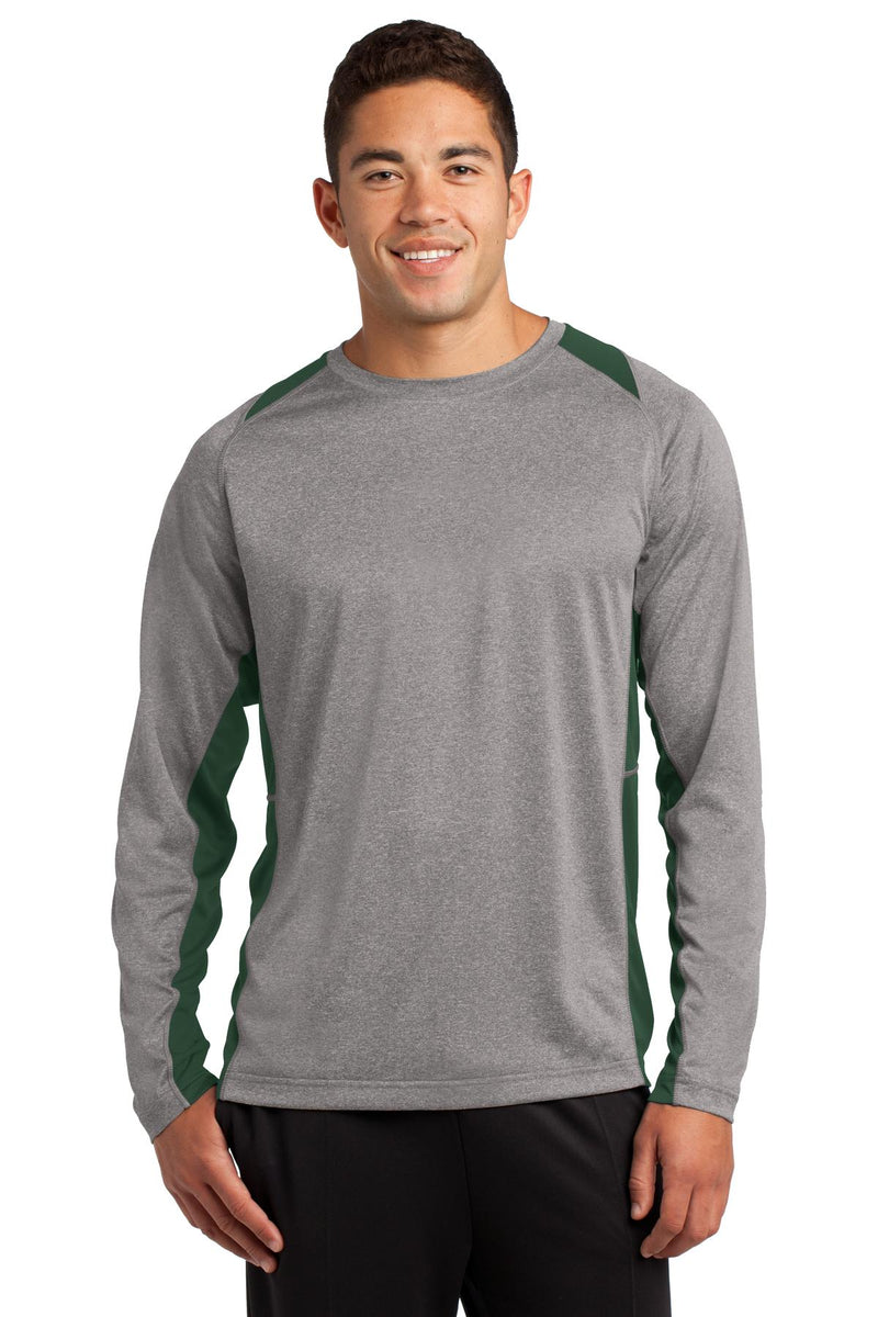 Load image into Gallery viewer, Sport-Tek Long Sleeve Heather Colorblock Contender Tee. ST361LS
