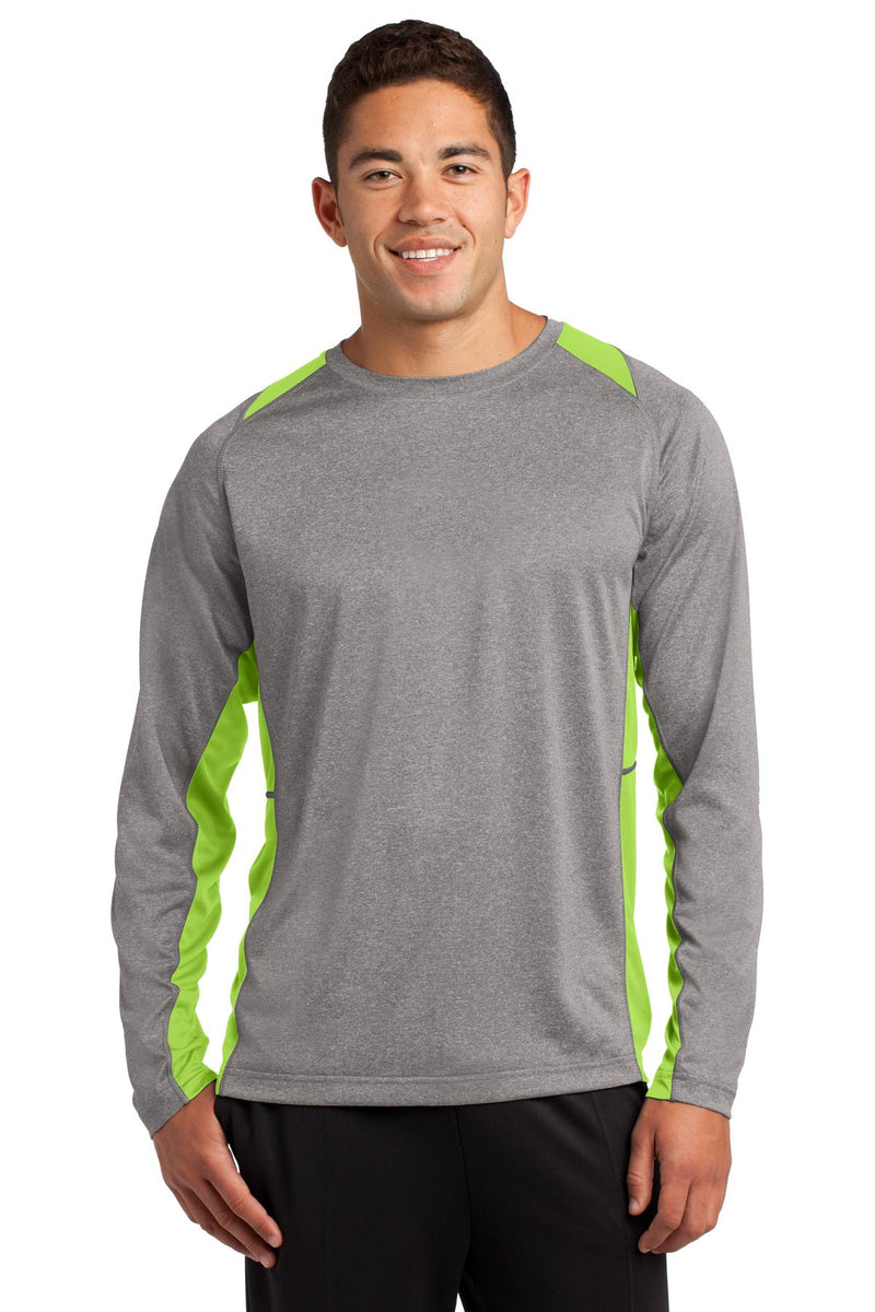 Load image into Gallery viewer, Sport-Tek Long Sleeve Heather Colorblock Contender Tee. ST361LS
