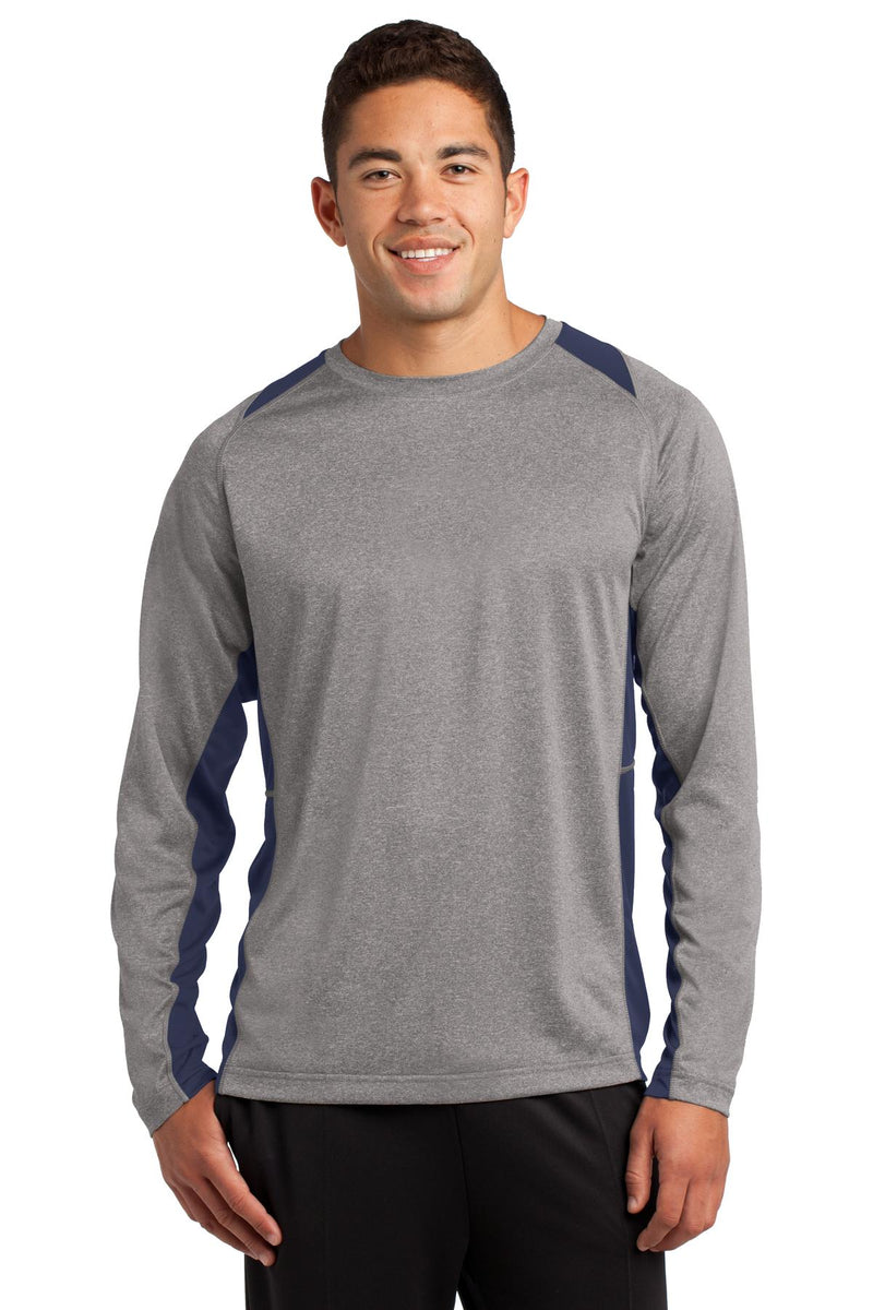 Load image into Gallery viewer, Sport-Tek Long Sleeve Heather Colorblock Contender Tee. ST361LS
