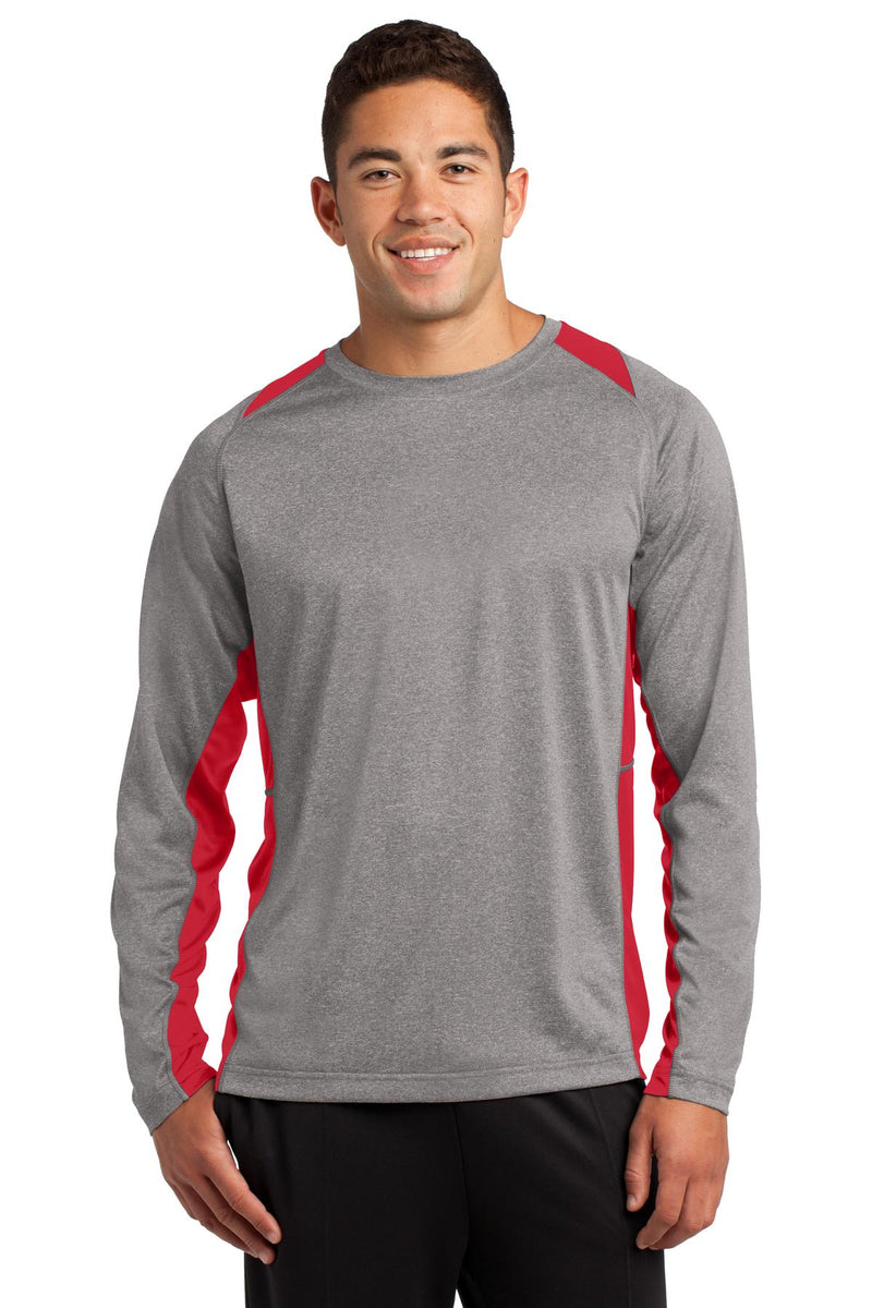 Load image into Gallery viewer, Sport-Tek Long Sleeve Heather Colorblock Contender Tee. ST361LS
