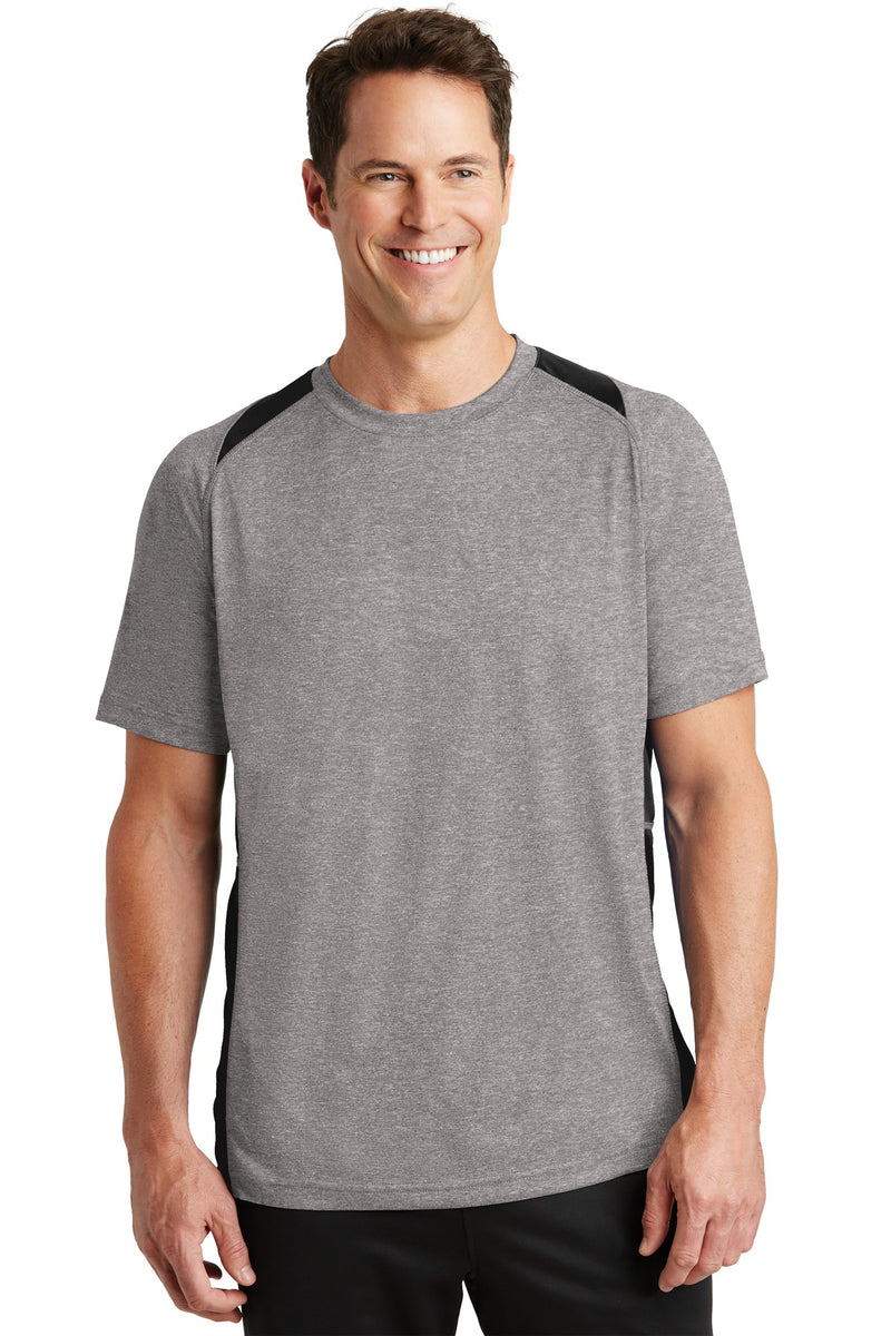 Load image into Gallery viewer, Sport-Tek Heather Colorblock Contender Tee. ST361

