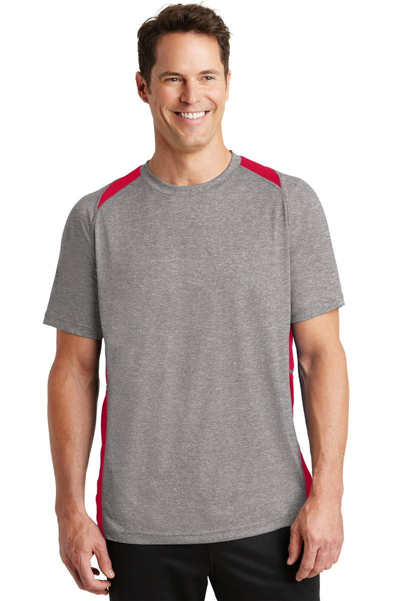 Load image into Gallery viewer, Sport-Tek Heather Colorblock Contender Tee. ST361
