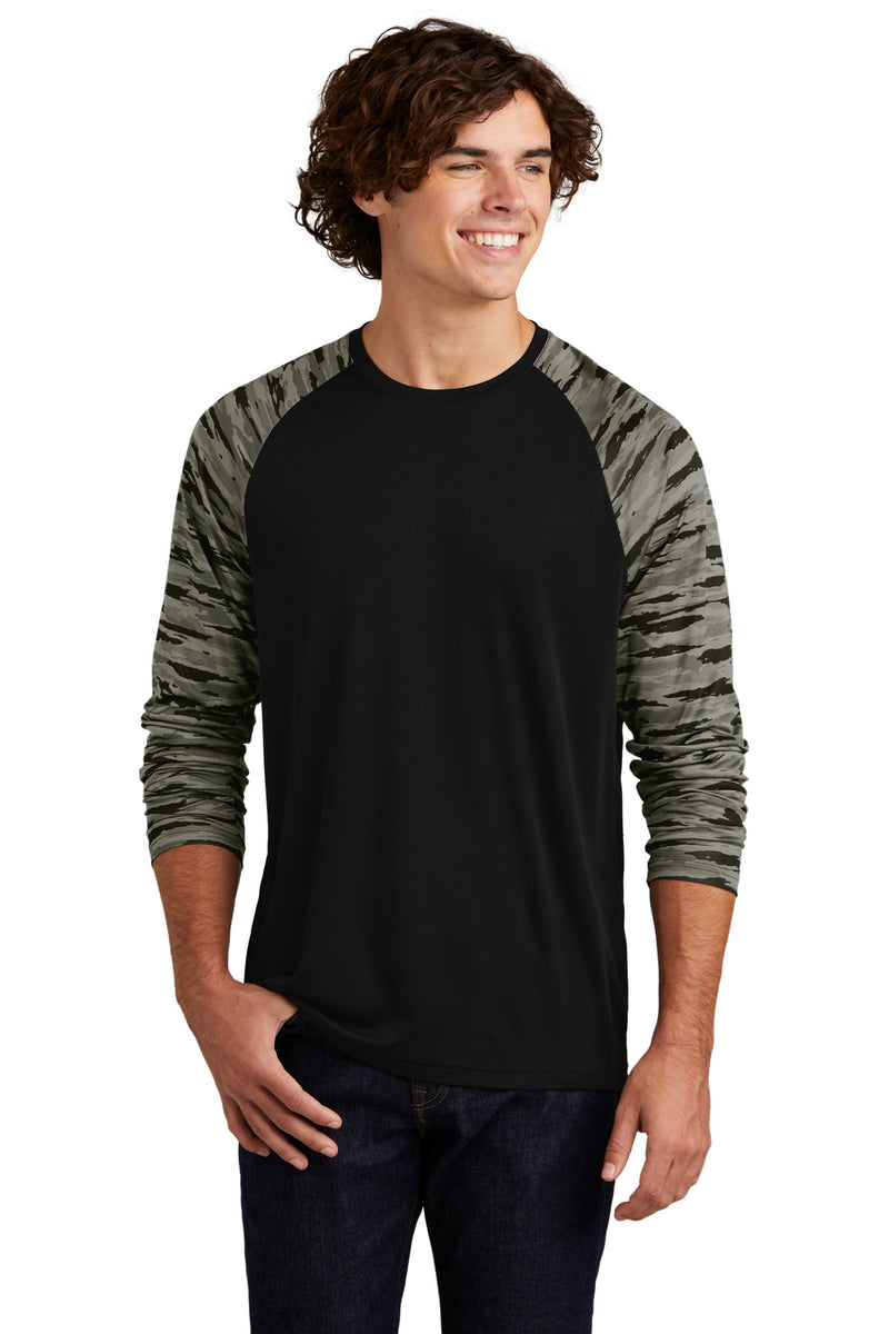 Load image into Gallery viewer, Sport-Tek Drift Camo Colorblock Long Sleeve Tee ST376LS
