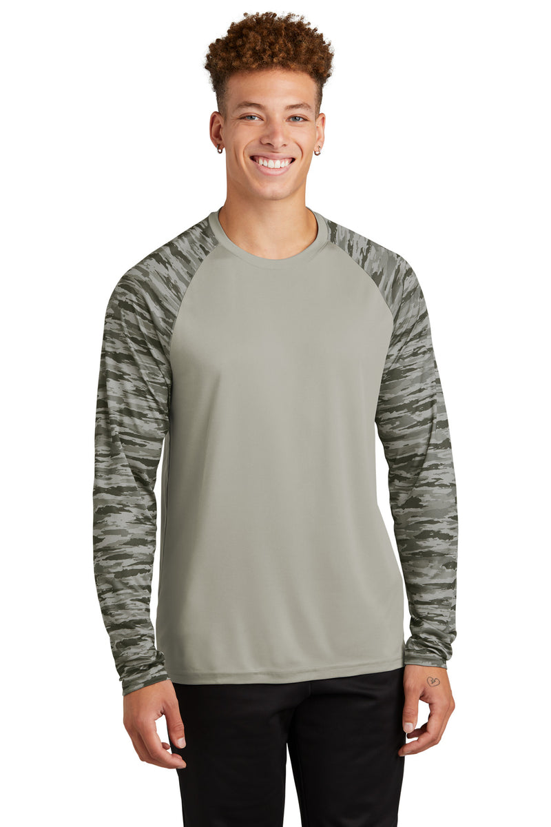Load image into Gallery viewer, Sport-Tek Drift Camo Colorblock Long Sleeve Tee ST376LS
