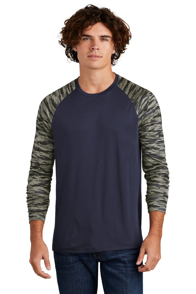 Load image into Gallery viewer, Sport-Tek Drift Camo Colorblock Long Sleeve Tee ST376LS
