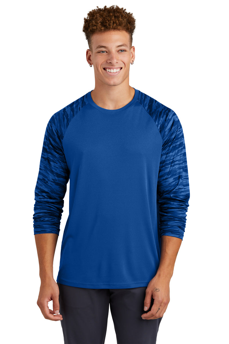 Load image into Gallery viewer, Sport-Tek Drift Camo Colorblock Long Sleeve Tee ST376LS
