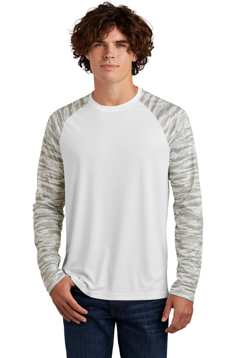 Load image into Gallery viewer, Sport-Tek Drift Camo Colorblock Long Sleeve Tee ST376LS
