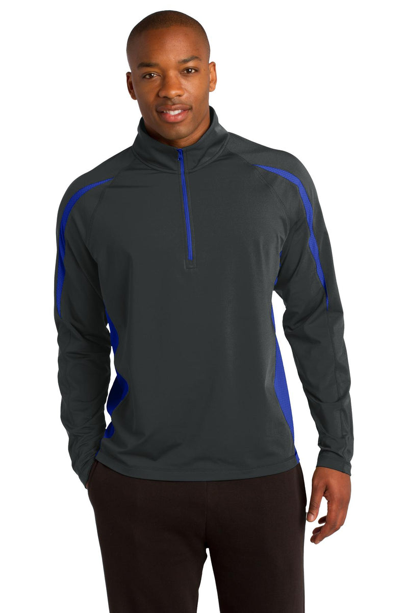 Load image into Gallery viewer, Sport-Tek Sport-Wick Stretch 1/2-Zip Colorblock Pullover. ST851
