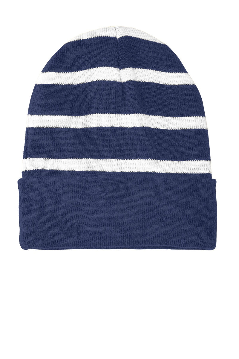 Load image into Gallery viewer, Sport-Tek Striped Beanie with Solid Band. STC31
