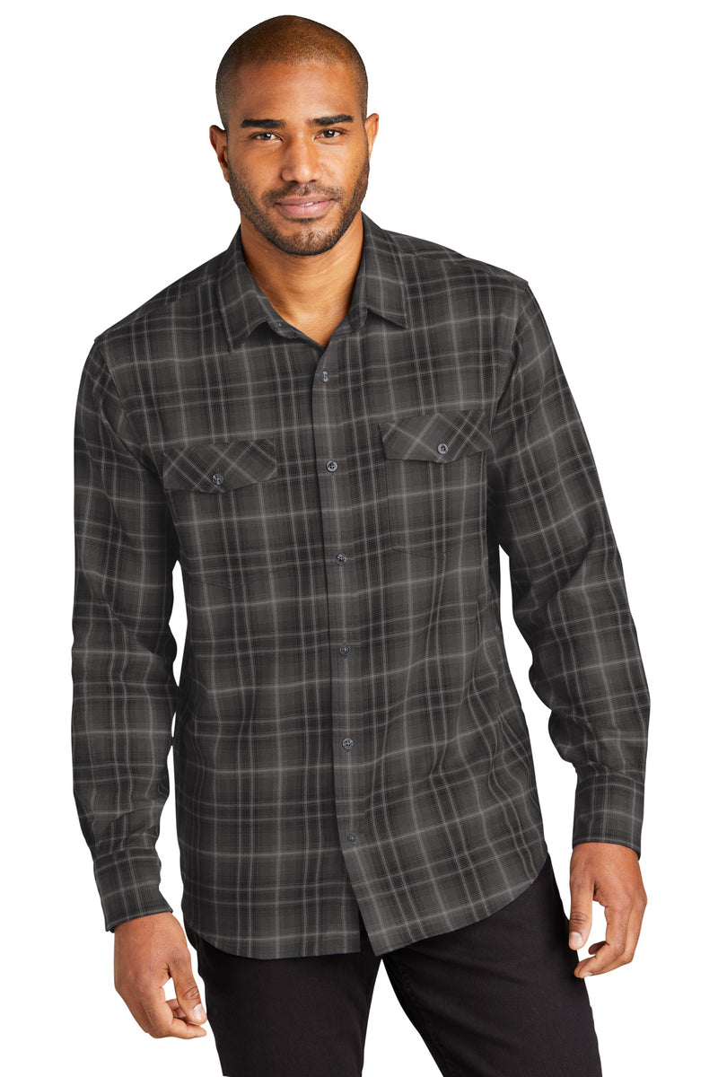 Load image into Gallery viewer, Port Authority Long Sleeve Ombre Plaid Shirt W672
