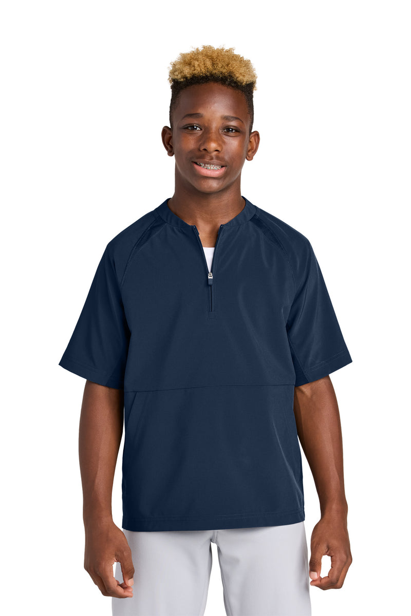 Load image into Gallery viewer, Sport-Tek Youth Repeat 1/2-Zip Short Sleeve Jacket YJST489
