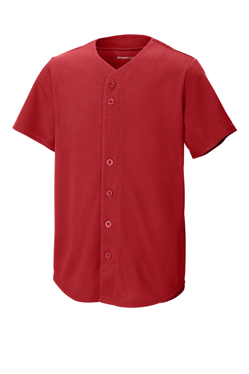 Load image into Gallery viewer, Sport-Tek Youth PosiCharge Tough Mesh Full-Button Jersey YST220
