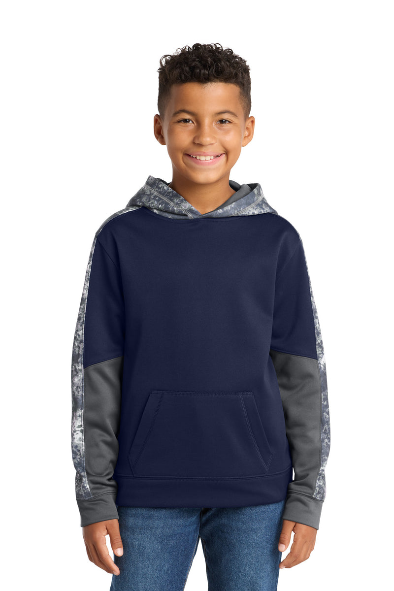 Load image into Gallery viewer, Sport-Tek Youth Sport-Wick Mineral Freeze Fleece Colorblock Hooded Pullover. YST231
