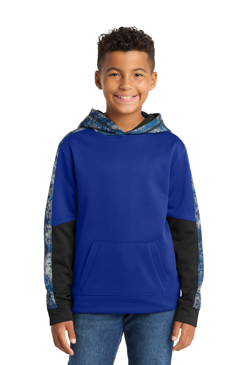 Load image into Gallery viewer, Sport-Tek Youth Sport-Wick Mineral Freeze Fleece Colorblock Hooded Pullover. YST231
