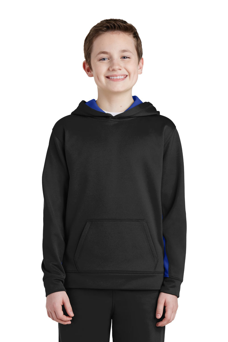 Load image into Gallery viewer, Sport-Tek Youth Sport-Wick Fleece Colorblock Hooded Pullover.  YST235

