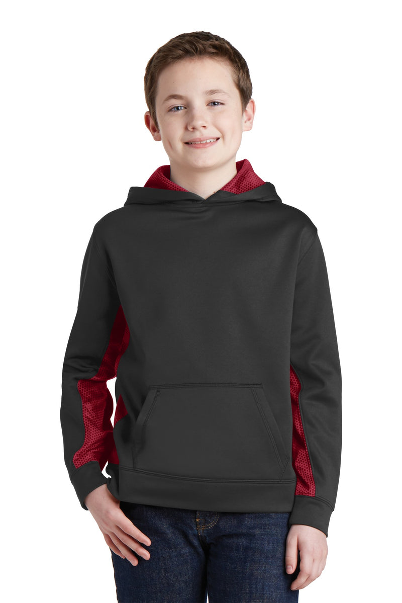 Load image into Gallery viewer, Sport-Tek Youth Sport-Wick CamoHex Fleece Colorblock Hooded Pullover.  YST239
