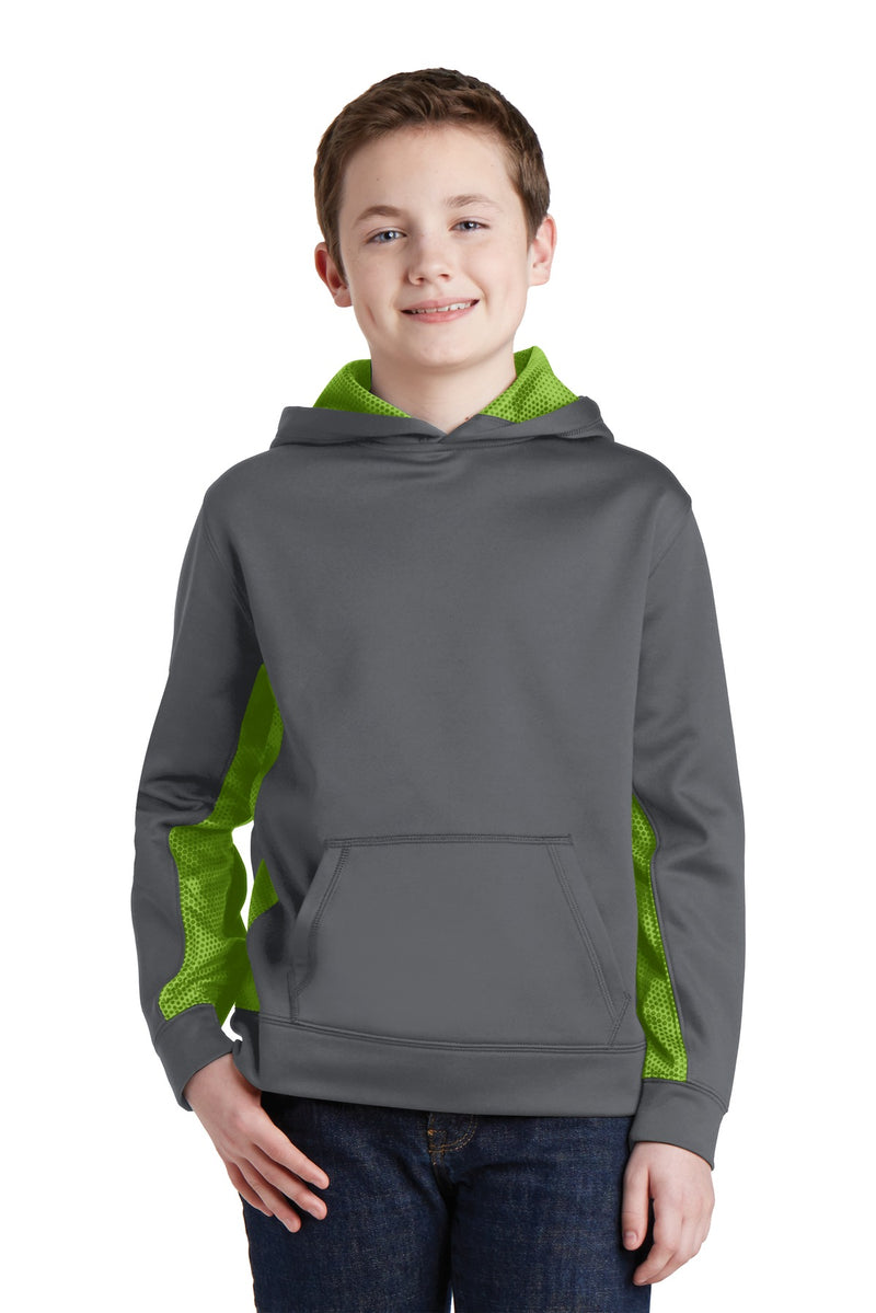 Load image into Gallery viewer, Sport-Tek Youth Sport-Wick CamoHex Fleece Colorblock Hooded Pullover.  YST239
