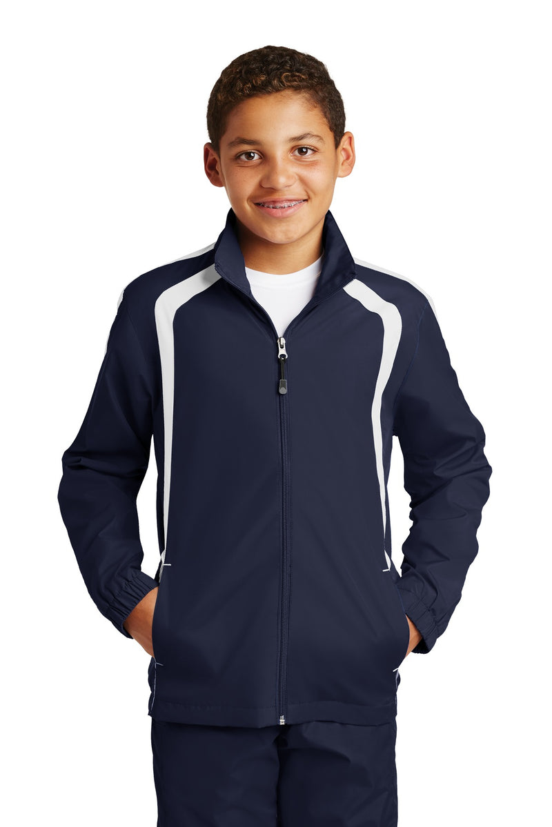 Load image into Gallery viewer, Sport-Tek Youth Colorblock Raglan Jacket. YST60
